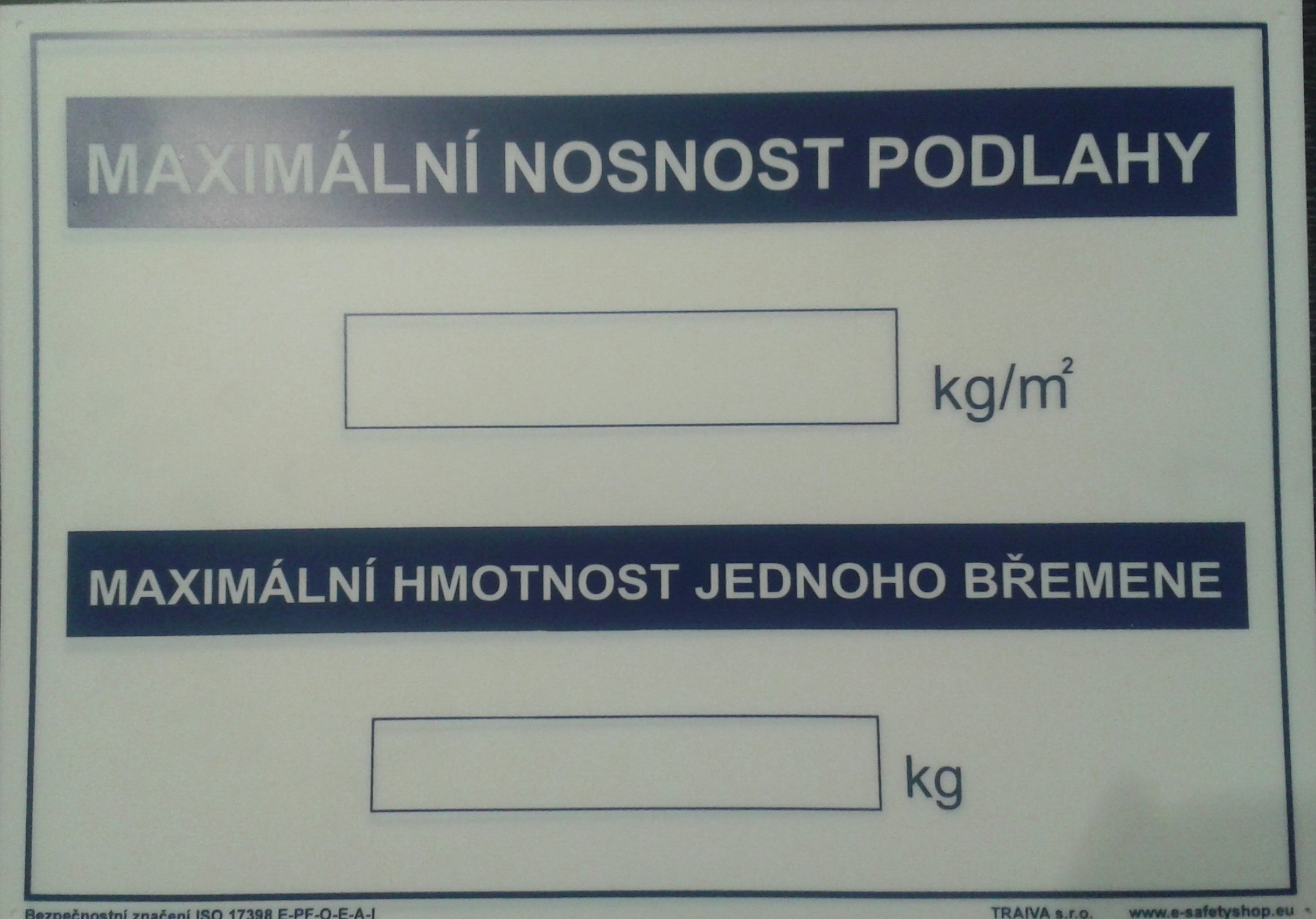 Tabulka - MAXIMÁLNÍ NOSNOST PODLAHY-MAXIMÁLNÍ HMOTNOST BŘEMENE