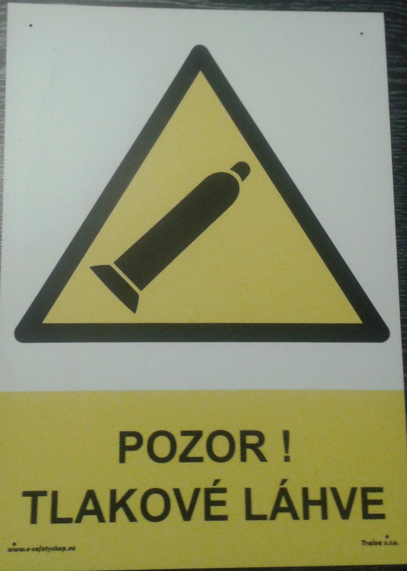 Tabulka - POZOR !TLAKOVÉ LÁHVE materiál: plast, velikost: A4 30x21 cm