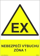 Tabulka - NEBEZPEČÍ VÝBUCHU ZÓNA 1,2 materiál: folie, velikost: A4 30x21 cm, zona: Nebezpečí výbuchu zona 1