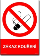 Tabulka - ZÁKAZ KOUŘENÍ Druh materiálu: samolepka, velikost: A4 30x21 cm