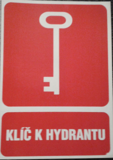 Tabulka - KLÍČ K HYDRANTU Druh materiálu: Plast, velikost: 21x15 cm