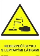 Tabulka - NEBEZPEČÍ STYKU S LEPTAVÝMI LÁTKAMI Druh materiálu: samolepka, velikost: A4 30x21 cm